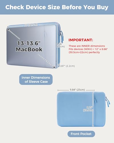 ProCase Laptop Sleeve for 13" MacBook Neo/Air/Pro 13-13.6 inch with A18/M5/M4/M3/M2/M1 Chip 2026-2016, Computer Case Also Compatible with 13" HP Dell ASUS Lenovo Acer Chromebook -Airblue - color: Airblue, size: 13-inch