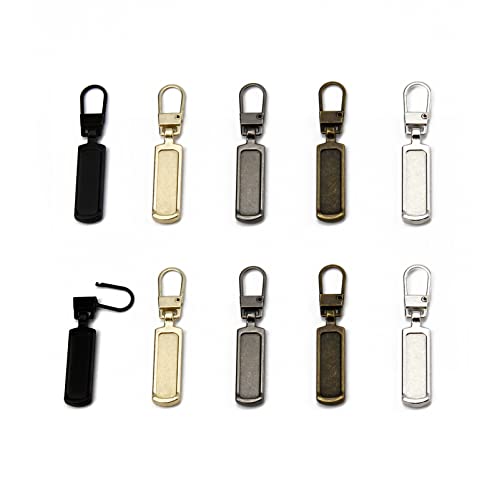 TOPASION Metal Zipper Pull Replacement for Small Holes, Detachable, Repair for Jacket, Bag Boots, Purse, Coat, Pants (10 Pcs 5color) - color: 10 Pcs 5color