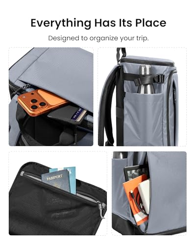 tomtoc 23L-28L Expandable Travel Backpack, Underseat Flight Approved Personal Item for Ryanair Southwest Frontier JetBlue, Lightweight Carry-on Luggage, Water-resistant Business Rucksack Weekender Bag - color: Silver Gray