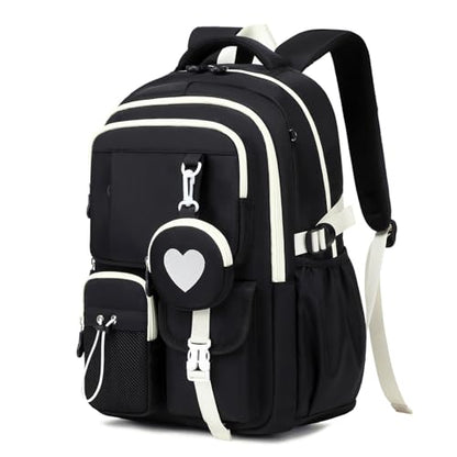 MOONBABY Girls Backpack, Kids Backpack for Girls, School bag for Primary Elementary Teenage, Middle School Students Bookbag - color: Black