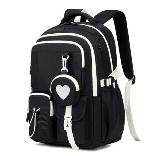 MOONBABY Girls Backpack, Kids Backpack for Girls, School bag for Primary Elementary Teenage, Middle School Students Bookbag - color: Black