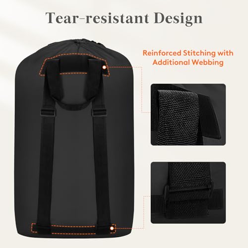 Lifewit Laundry Bag Backpack Travel, 105L, Black - color: Black, size: 105L