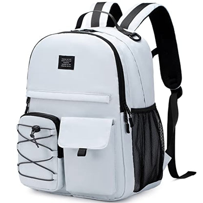 Lohol Casual Backpack for Teen Boys Girls, Water Resistant Daypack with Anti Theft Pocket for Travel School (Grey) - color: Grey