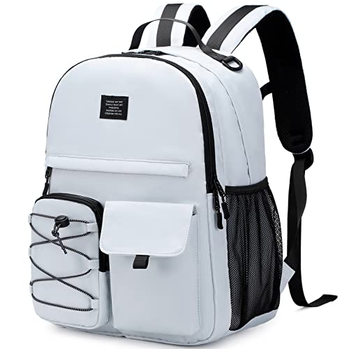 Lohol Casual Backpack for Teen Boys Girls, Water Resistant Daypack with Anti Theft Pocket for Travel School (Grey) - color: Grey