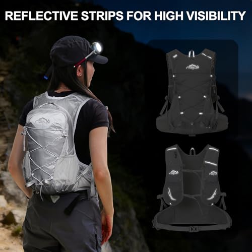 IX INOXTO Hydration Backpack, 18L Lightweight Hiking Backpack with 2L Water Bladder Daypack Women Men, Water Backpack Insulated Hydration Pack for Hiking, Running, Festival, Cycling - color: All Grey