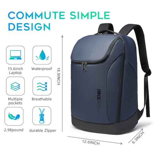 BANGE Business Commute Backpack Waterproof fit 15.6 Inch adopt in Commute,Travel Durable Backpack (Blue) - color: Blue(no Charge Port)