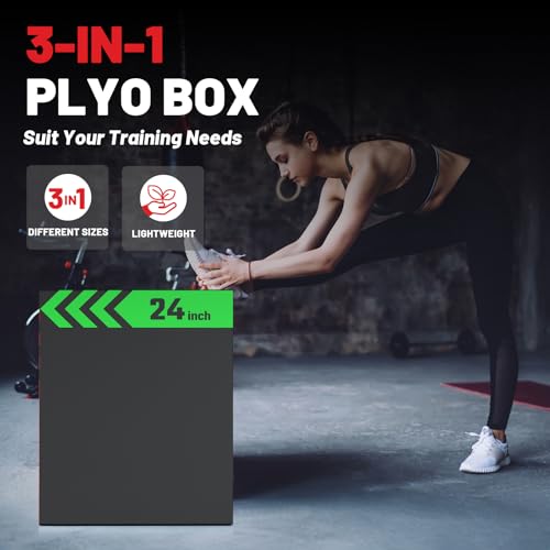 papababe 3-in-1 Plyometric Box Multi-use Jumping Exercise Equipment Trainer with Anti Slip Surface and High Density Foam for Workout Training - style: 20 x 24 x 30 inch (68lbs)