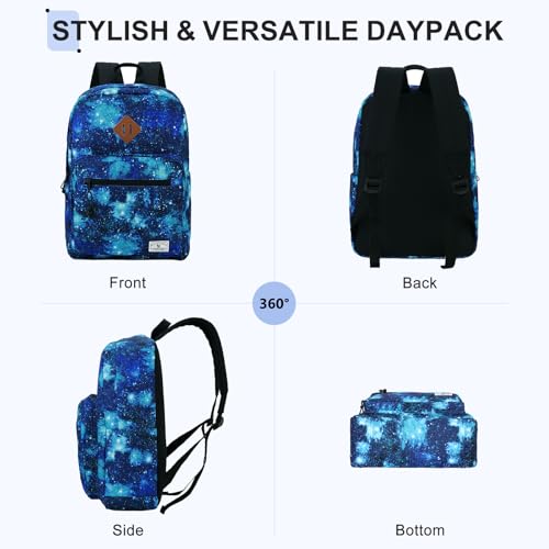 VX VONXURY Backpack for Men Women, Lightweight Kids School Bag, Classic Basic Laptop Bookbag for College Work Travel Hiking - color: Galaxy Blue