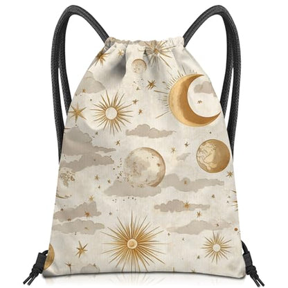 Drawstring Backpack Draw String Bag Sports Gym Bags Waterproof Cute Aesthetic Sackpack for Women(13"×17")-White Sun - color: Z47-white Sun