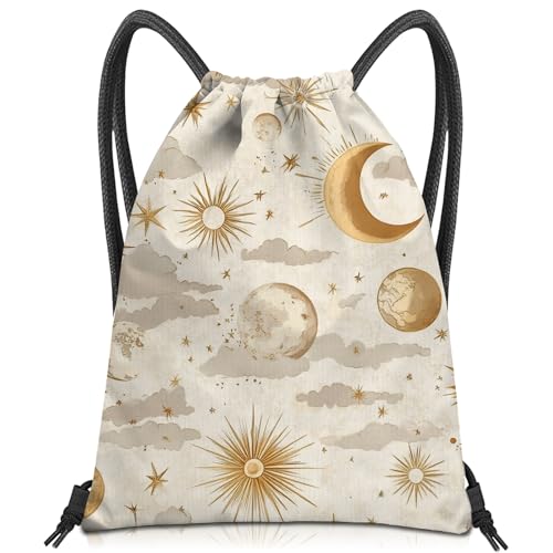 Drawstring Backpack Draw String Bag Sports Gym Bags Waterproof Cute Aesthetic Sackpack for Women(13"×17")-White Sun - color: Z47-white Sun