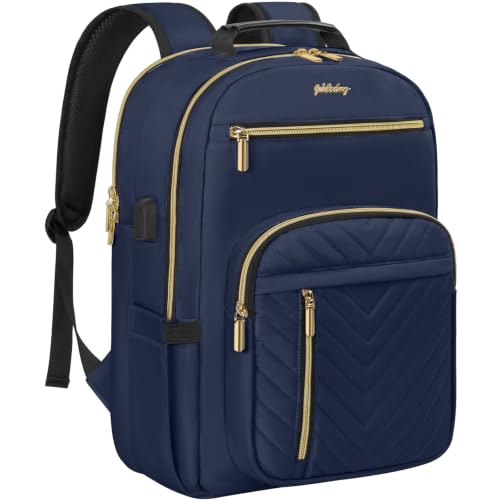 Laptop Backpack for Women with Cup Pocket, 15.6in Travel Work Purse Bookbag for Teacher Nurse, Large-Capacity 28L College Back Pack, Water Resistant Computer Business Bag,Blue - color: Blue, size: 15.6in