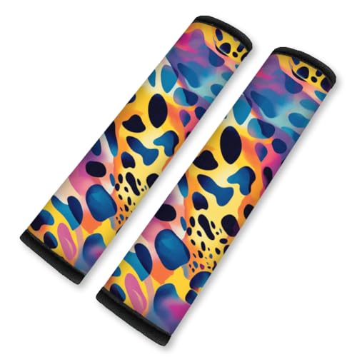 2Pcs Soft Auto Seat Belt Cover Pad, Rainbow Leopard Print Car Seatbelt Shoulder Cushion for Comfortable Driving, Compatible with All Cars' Seatbelt and Backpack Straps 11x2.4inch - color: Leopard