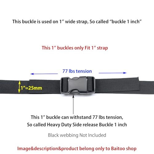 Side Release Buckles Heavy Duty Plastic Buckle Snap Clips Clasps Backpack Buckle Replacement for Strap - style: 1 Inch - 2sets