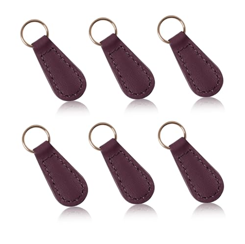 Deoward Zipper Pull Replacement PU Leather Zipper Tag Fixer Pull Repair for Backpacks, Jackets, Luggage, Purses, Suitcases, Handbags (6 PCS) - style: Zipper Pulls (Burgundy)