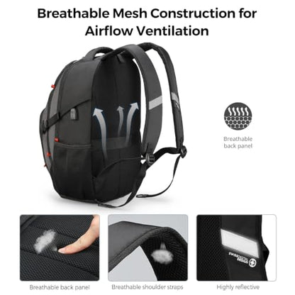 Swissdigital Design Travel Backpack for Men with USB Charging Port SD803-02 - color: Black/Grey