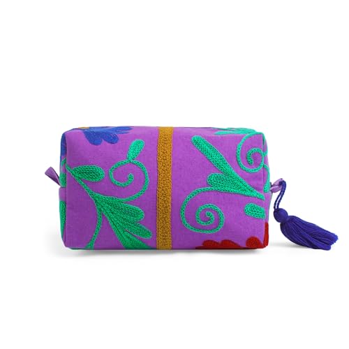 Huar Travel Makeup Bag- Large Capacity Cosmetic Bags for Women - Water Resistance Lining Portable Pouch & Open Toiletry Bag - Perfect Girls Makeup Organizer for Travel Essentials (Purple) - color: Purple