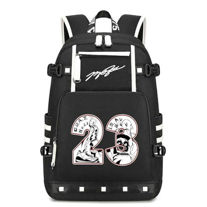 Basketball Player 23 Backpack Laptop Travel Bag Men's Women's Teenage Schoolbag (black- white) - color: Black- White