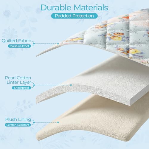 15.6 inch Cotton Quilted Laptop Sleeve for Women, Aesthetic Puffy Laptop Case Carrying Bag Compatible with MacBook 15.6, Soft Computer Liner Bag (Coloful Pin, 15.6 inch) - color: Coloful Pin, size: 15.6 inch