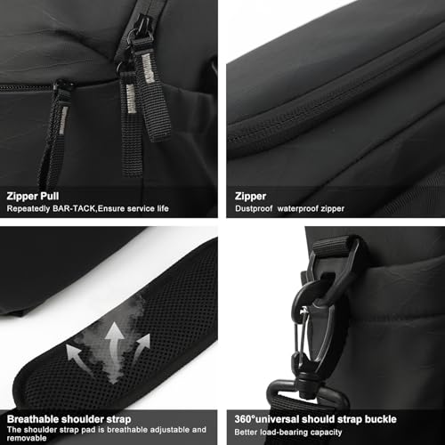 Besnfoto Camera Bag Crossbody Waterproof Sling Purse Case Small Photography Shoulder Messenger Bag Backpack with Tripod Holder for DSLR SLR Mirrorless Camera - color: Black