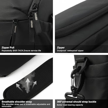 Besnfoto Camera Bag Crossbody Waterproof Sling Purse Case Small Photography Shoulder Messenger Bag Backpack with Tripod Holder for DSLR SLR Mirrorless Camera - color: Black