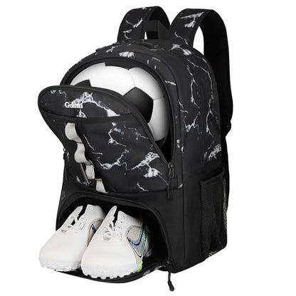 Goloni Youth Soccer Bag,Basketball Bag with Ball Compartment & Shoe Compartment,Backpack for Football Volleyball Basketball - color: Marble