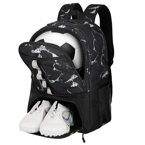 Goloni Youth Soccer Bag,Basketball Bag with Ball Compartment & Shoe Compartment,Backpack for Football Volleyball Basketball - color: Marble