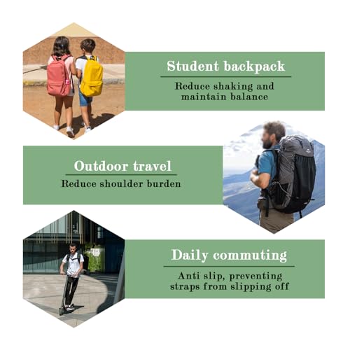 1 Pack Backpack Chest Straps,with 1 Quick Release Buckle,2 Slide Clips 5 Zipper pulls-Black US224