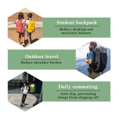1 Pack Backpack Chest Straps,with 1 Quick Release Buckle,2 Slide Clips 5 Zipper pulls-Black US224