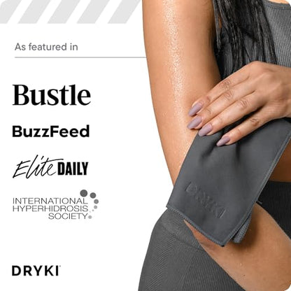 DRYKI Sweat Absorbing Handkerchiefs - The Original Pocket-Sized Sweat Towels - Quick-Dry Microfiber Sweat Rags for Face, Hands, & Body - Men & Women - Gym, Sports, and Work (Dark Grey: 5 Pack)