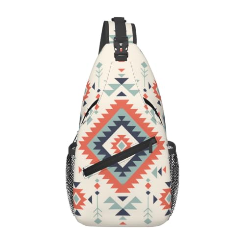 Sling Backpack Unisex Crossbody Chest Bag Shoulder Chest Bag For Women Men Hiking Travel - color: Aztec