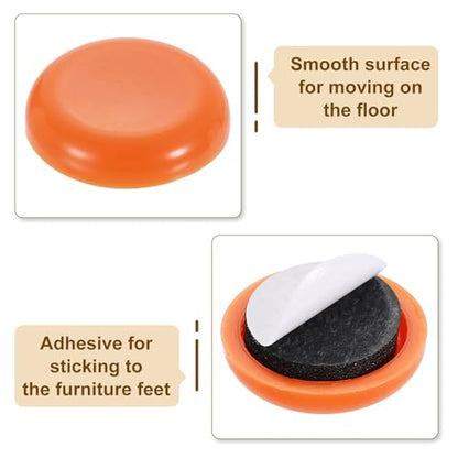 uxcell 20Pcs Furniture Sliders, 7/8 Inch Round Self-Adhesive Carpet Furniture Moving Pads Gliders Floor Protectors for Carpeted Tile Vinyl Hardwood Floors, Orange - size: 7/8 Inch