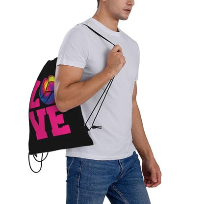 Love Volleyball Unisex Drawstring Backpack Bag Sport Gym Travel Swim Sackpack - color: Love Volleyball7