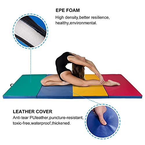 Polar Aurora 4'x10'x2 Thick Folding Gymnastics Exercise Mat Aerobics Stretching Yoga Mats - color: 4 Color