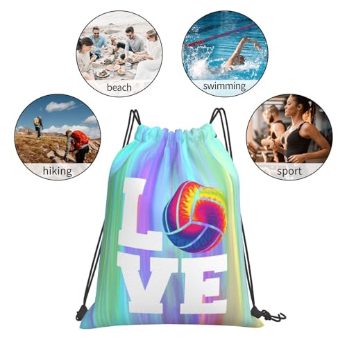 Love Volleyball Unisex Drawstring Backpack Bag Sport Gym Travel Swim Sackpack - color: Love Volleyball5