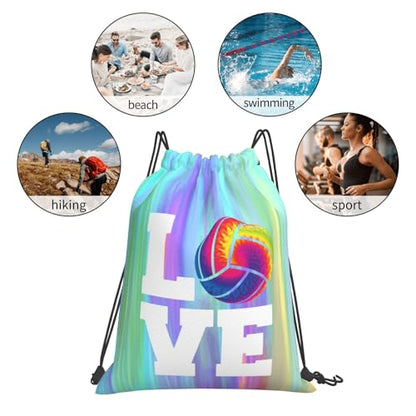 Love Volleyball Unisex Drawstring Backpack Bag Sport Gym Travel Swim Sackpack - color: Love Volleyball5