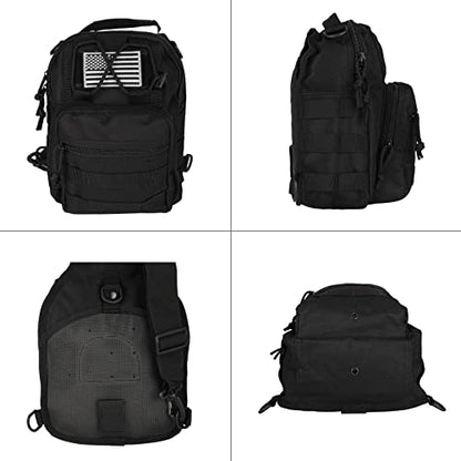 BOMTURN Tactical Backpack-1000D Waterproof Military Backpack/Laser-Cut/CCW Bags Sling Bag Tactical Satchel Shoulder Bag Men - color: Matte Black