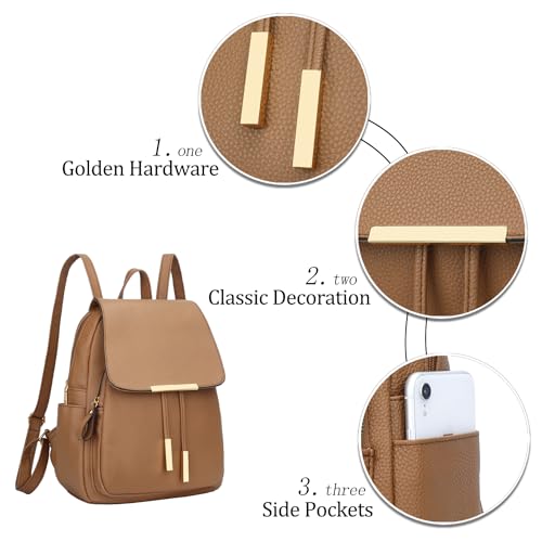 KKXIU Trendy Leather Backpack Purse for Women and Ladies Shoulder Travel Daypacks Bags (A-Brown) - color: A-brown, style: Backpack