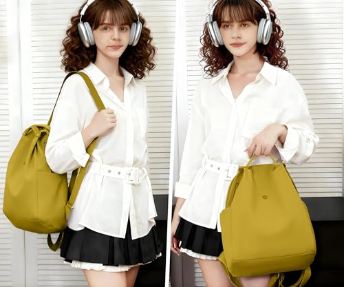 Mini Nylon Women Backpacks,Small Ladies backpacks Casual Lightweight Shopping Travel Daypack (Earthy yellow) - color: Earthy Yellow