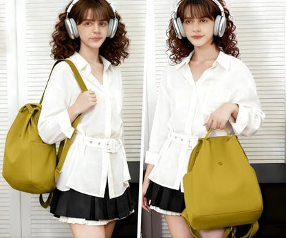 Mini Nylon Women Backpacks,Small Ladies backpacks Casual Lightweight Shopping Travel Daypack (Earthy yellow) - color: Earthy Yellow
