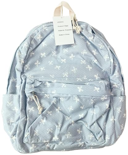 LEDAOU School Backpack for Teen Girls Elementary Middle School Bookbag Kids Backpacks Women Laptop Backpack Travel Daypack - color: Bow Print-blue
