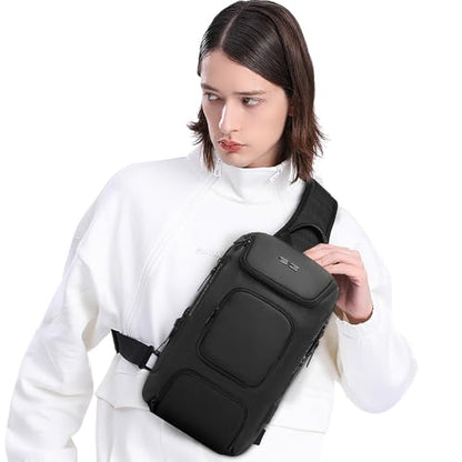 BANGE Sling Bag, Waterproof Crossbody Backpack, Shoulder Bag for Men - color: Black, size: Without Lock