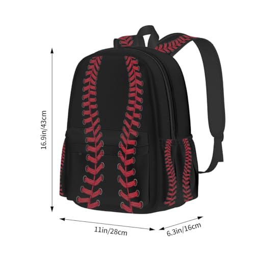 cfpolar 17 Inch Backpack Black Baseball Red Stitches Laptop Bag Shoulder Bag School Bookbag Casual Daypack For Boys Girls,A-8 - color: D-08