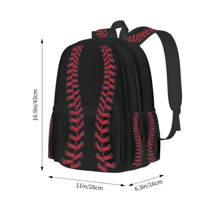 cfpolar 17 Inch Backpack Black Baseball Red Stitches Laptop Bag Shoulder Bag School Bookbag Casual Daypack For Boys Girls,A-8 - color: D-08