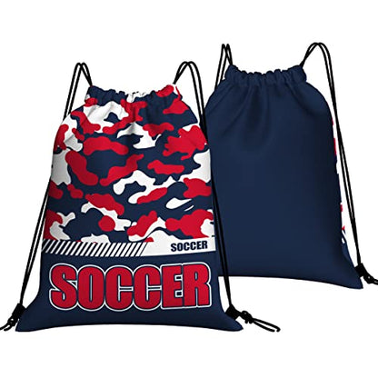 Drawstring Backpack Waterproof Gym Drawstring Bags Sports String Bag Camo Sackpack-Navy Soccer Drawstring Bag - color: Soccer Drawstring Bags-camo Navy