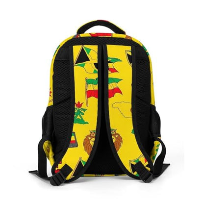 Sturdy Laptop Backpack Rasta Lion Jamaican Reggae Flag Map Magnetic Tape, Anti Theft Water Resistant Travel Business Bag with Water Bottle Pockets Gifts for Men Women - color: Pattern (267)
