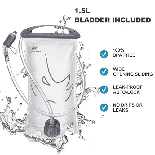N NEVO RHINO Hydration Backpack,Water Backpack with 50 oz /1.5L Water Bladder, Bike Hydration Pack for Men Women, 6L Lightweight Hydration Hiking Backpack for Cycling Hiking - color: Navy Blue