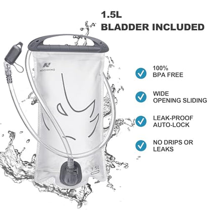 N NEVO RHINO Hydration Backpack,Water Backpack with 50 oz /1.5L Water Bladder, Bike Hydration Pack for Men Women, 6L Lightweight Hydration Hiking Backpack for Cycling Hiking - color: Black