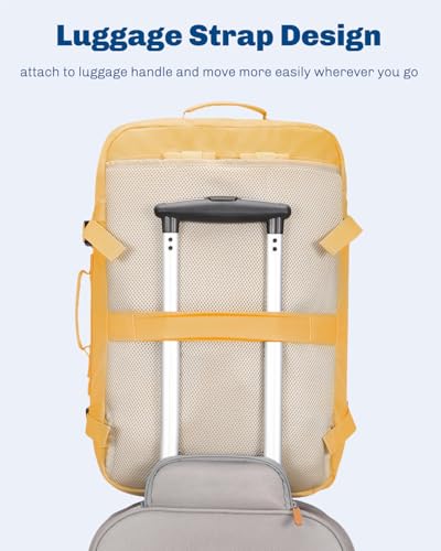 Hynes Eagle Carry on Backpack 38L Large Travel Backpack for Women Flight Approved Weekender Bag Laptop Backpack Men 15 inches Yellow - color: Yellow