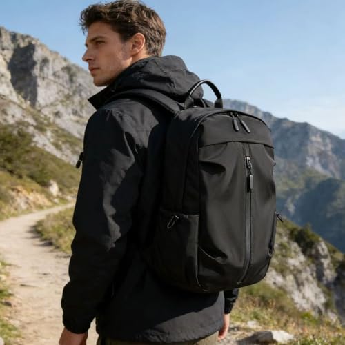 Laptop Backpack for Women and Men, Waterproof Lightweight Travel Daily Rucksack, Nylon Waterproof Material, for 15 inches Computer Bags (Black)