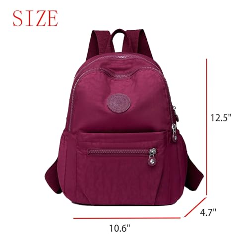 Simple Casual Solid Color Lightweight College Work Backpack Anti Theft Travel Backpack Daypack for Women (Rose Red) - color: Rose Red